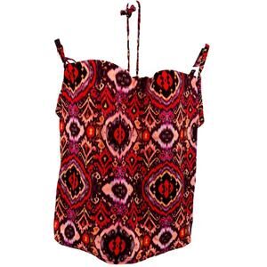 Victoria's Secret Tankini Swim Top Halter Fitted Printed Underwired Red 36D